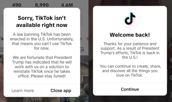 The TikTok app briefly shut down before Trump paused the ban.